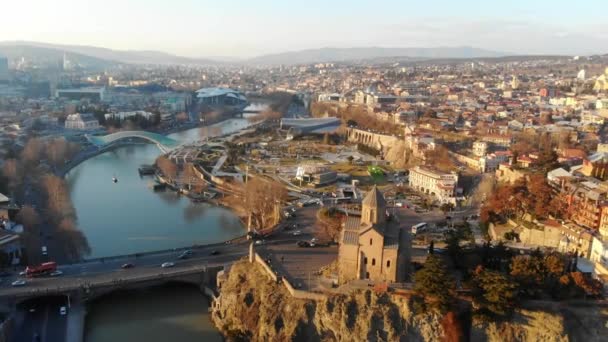 Widok panoramiczny 4K centrum miasta Tbilisi, Gruzja — Wideo stockowe