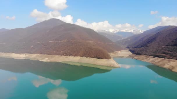 4k vue aérienne paysage du lac, Géorgie — Video