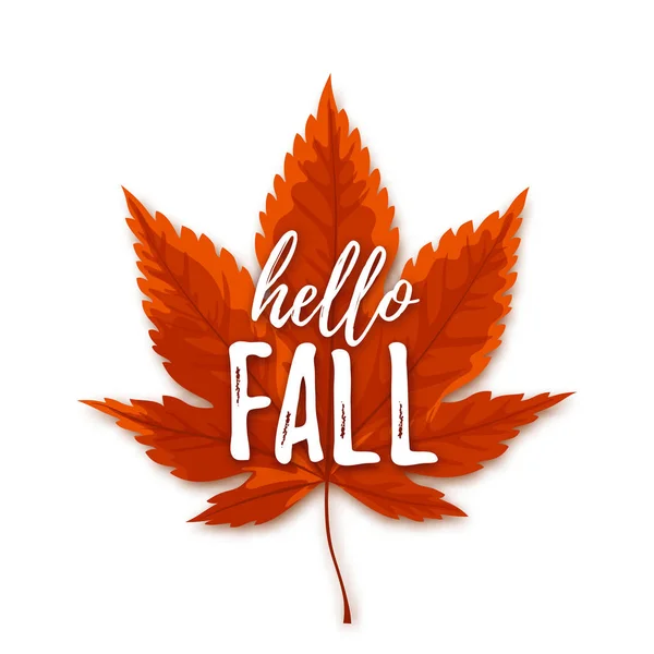 Dobrý Den Pádu Nápisy Javor Podzim Listy Izolované Bílém Pozadí — Stockový vektor