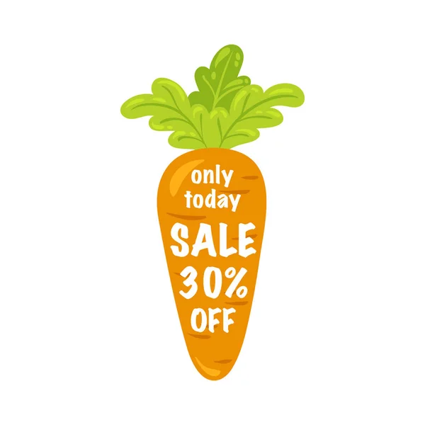 Сегодня Продают Скидку Дизайн Морковкой Стиле Мультфильма Белом Фоне — стоковый вектор