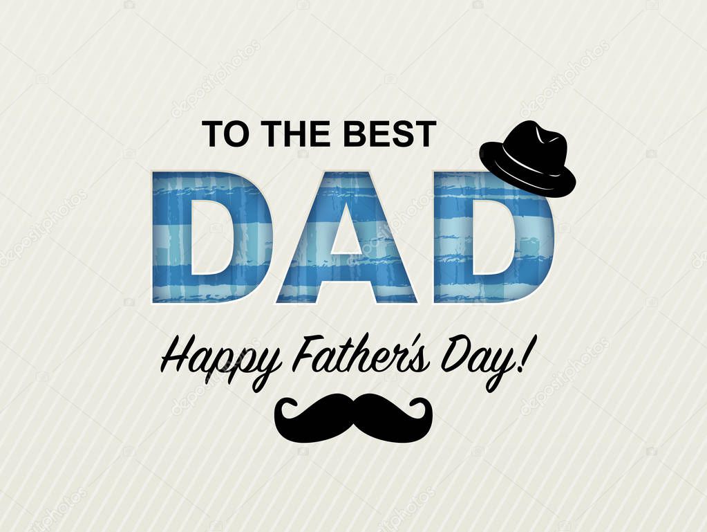 Vector illustration, hand drawn checkered pattern and I love Dad text. Fathers day card design.