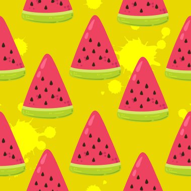 karpuz dilimleri, vektör, illüstrasyon parlak seamless modeli 