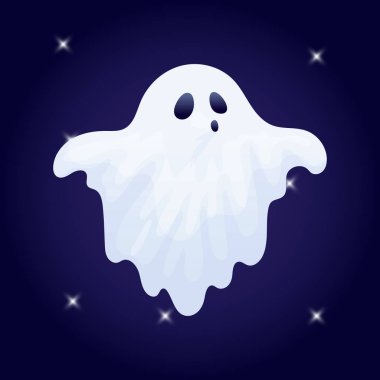 Cadılar Bayramı hayalet karakter koyu arka plan, vektör, illüstrasyon karikatür