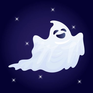 Cadılar Bayramı mutlu hayalet karakter koyu arka plan, vektör, illüstrasyon karikatür