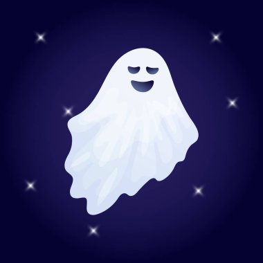 Cadılar Bayramı mutlu hayalet karakter koyu arka plan, vektör, illüstrasyon karikatür