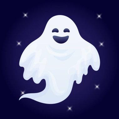 Cadılar Bayramı mutlu hayalet karakter koyu arka plan, vektör, illüstrasyon karikatür