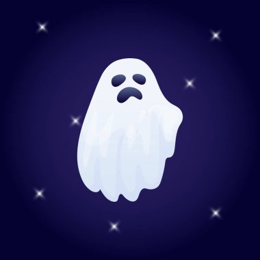 Cadılar Bayramı hayalet karakter koyu arka plan, vektör, illüstrasyon karikatür