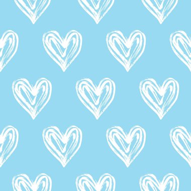Vektör çizim, elle çizilmiş yürekleri Dikişsiz dekoratif desen. 