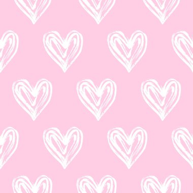 Vektör çizim, elle çizilmiş yürekleri Dikişsiz dekoratif desen. 