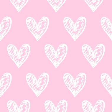 Vektör çizim, elle çizilmiş yürekleri Dikişsiz dekoratif desen.