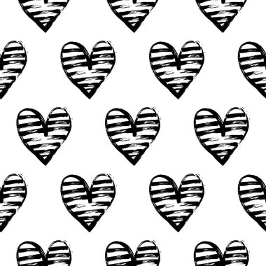 Vektör çizim, elle çizilmiş yürekleri Dikişsiz dekoratif desen. 