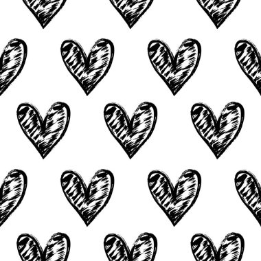 Vektör çizim, elle çizilmiş yürekleri Dikişsiz dekoratif desen. 