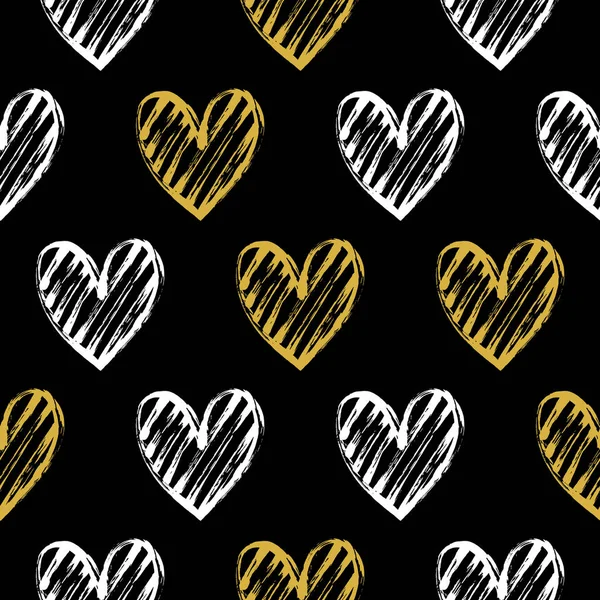 Ilustración Vectorial Patrón Decorativo Sin Costuras Con Corazones Dibujados Mano — Vector de stock