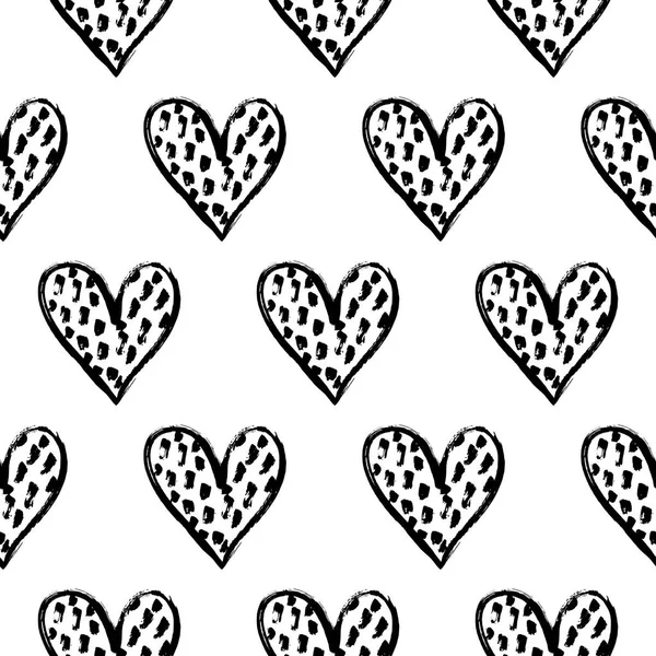 Ilustración Vectorial Patrón Decorativo Sin Costuras Con Corazones Dibujados Mano — Vector de stock