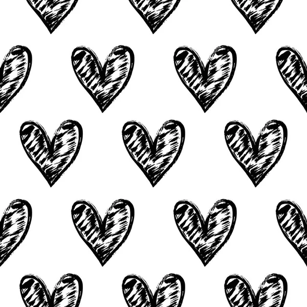 Векторная Иллюстрация Бесшовный Декоративный Узор Нарисованными Вручную Сердцами — стоковый вектор