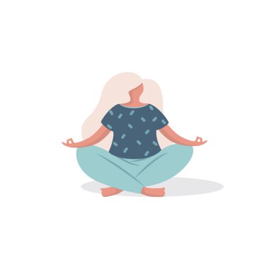 Genç kadın bir yoga poz vektör çizim