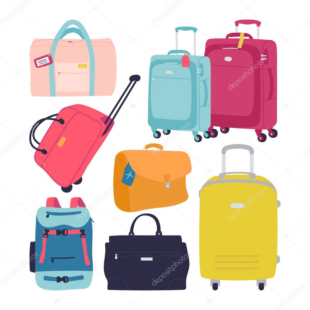 Vector set of travelling bags.