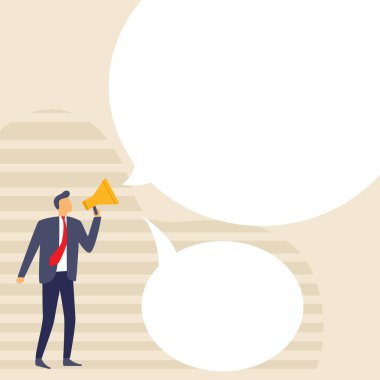 İllüstrasyon, dostum bir düz stilde megafon ile vektör.