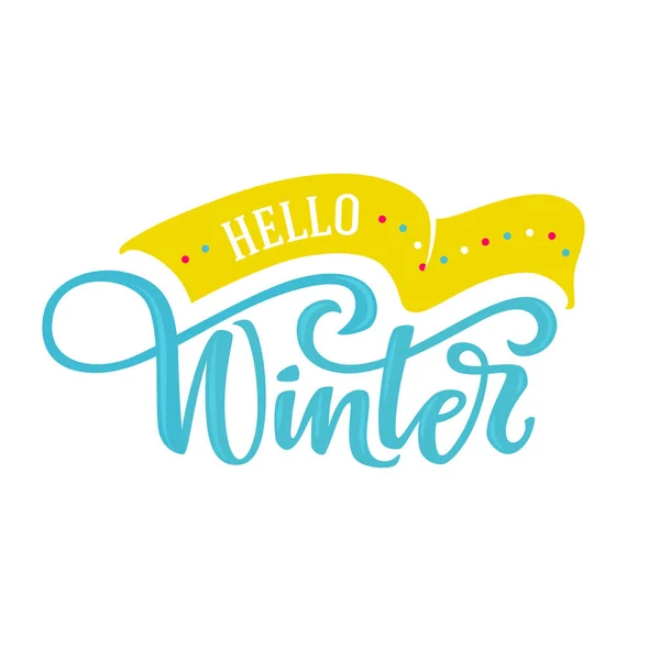Hallo Winter Grußkarte Handgezeichnete Schriftzüge Vektorillustration — Stockvektor