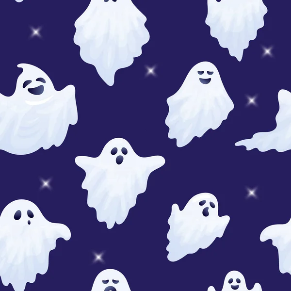 Halloween Fantasma Personagens Sem Costura Padrão Ilustração Vetorial —  Vetores de Stock