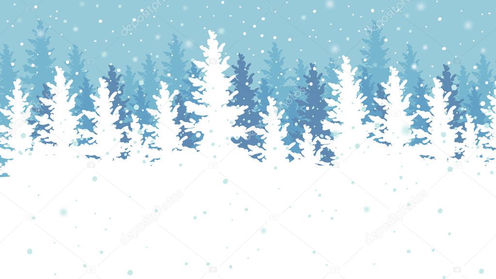 Winter outdoor scene vector illustration.