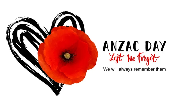 Ημέρα Μνήμης Κάρτα Διάνυσμα Φωτεινό Κόκκινο Λουλούδι Παπαρούνας Μήπως Ξεχνάμε — Διανυσματικό Αρχείο