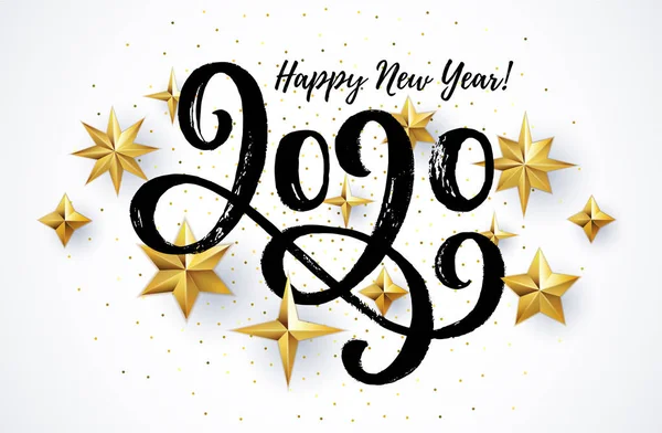 2020 ručně kreslené písmo, karta nového roku — Stockový vektor