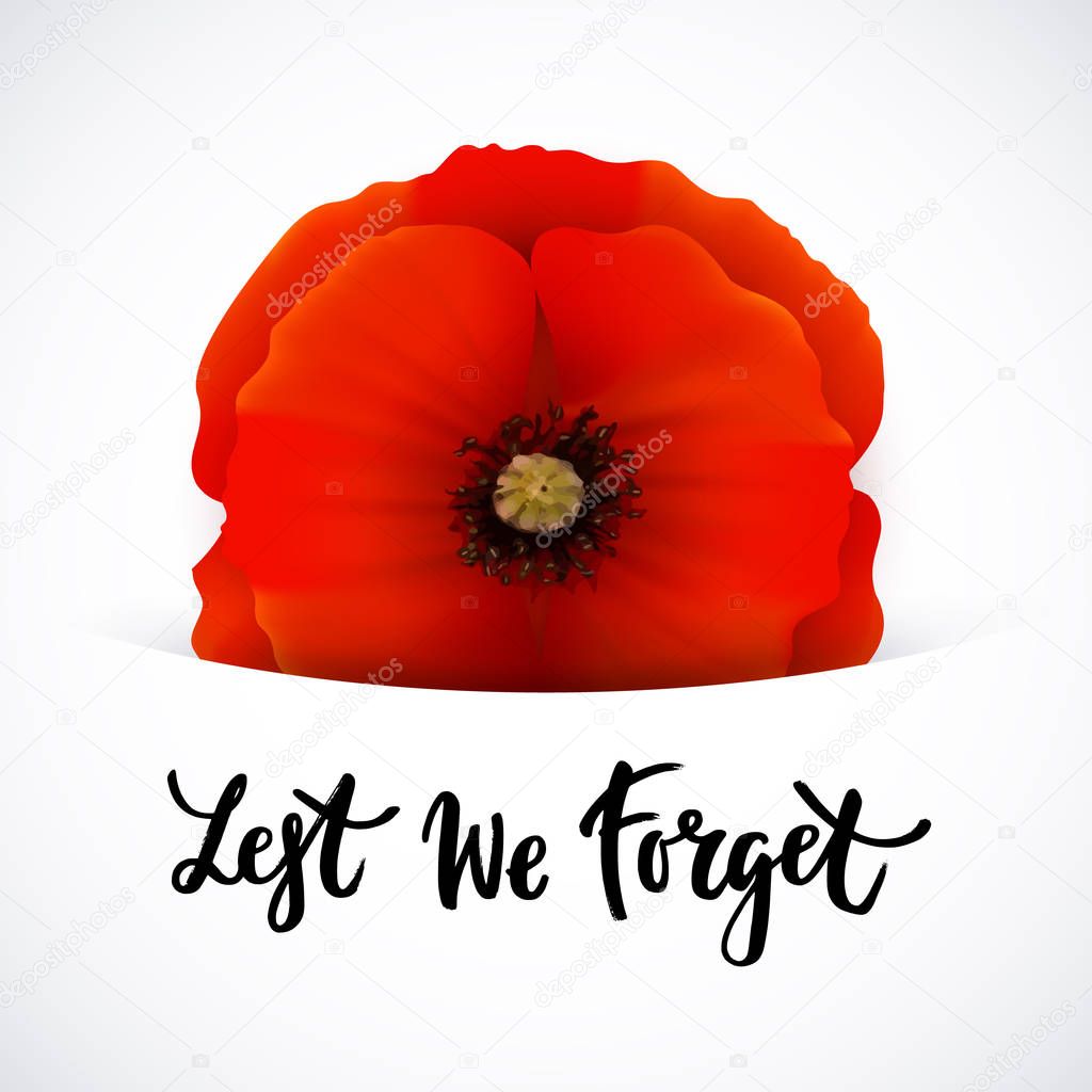 Remembrance day vector poster design with lettering