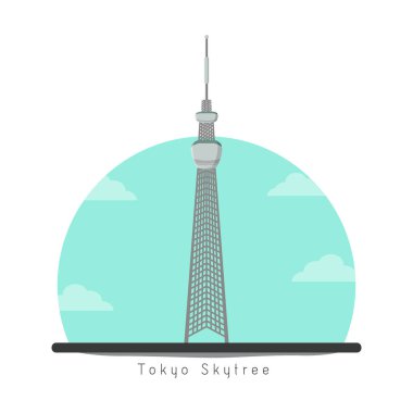 Tokyo Skytree Japonya 'da Turizm Bölgesi Asya Vektör İllüstrasyon Konsepti