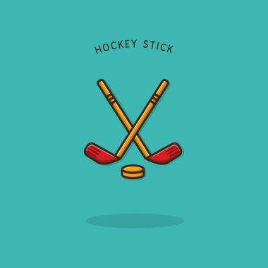 Hokey Çubuğu Spor İllüstrasyonu Maskot Simgesi Tasarım Vektörü 