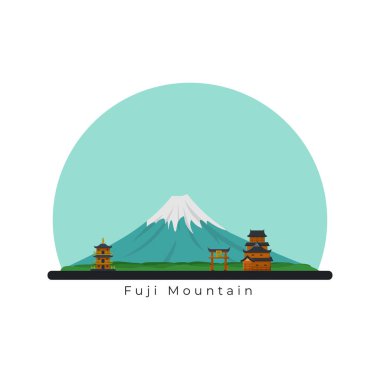 Japonya 'daki Fuji Dağı Turizm Meydanı Asya Vektör İllüstrasyonu