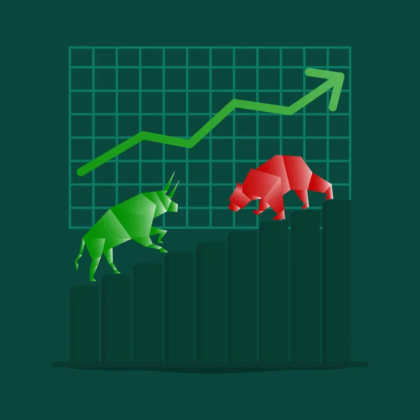 Obchodník Investor Bull Bear Concept Vektorové Ilustrace — Stockový vektor
