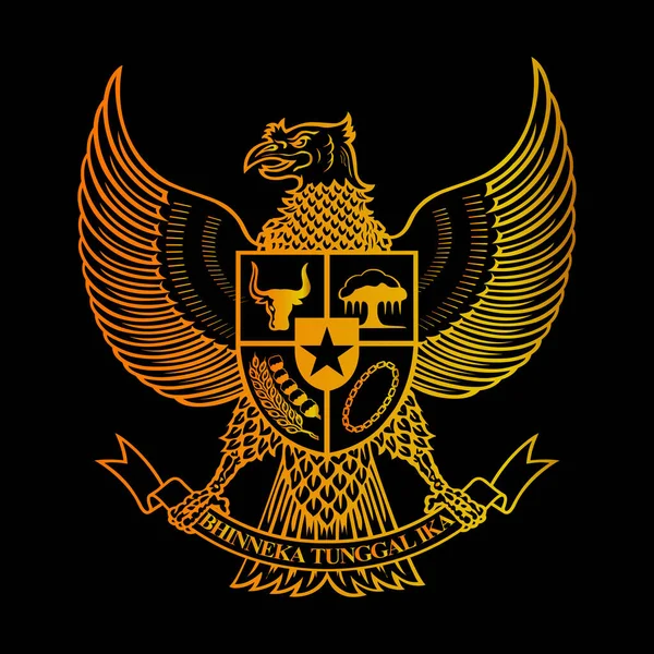 Mascotte Indonésie Oiseau Aigle Symbole Garuda Pancasila Patrimoine Culture Indonésienne — Image vectorielle