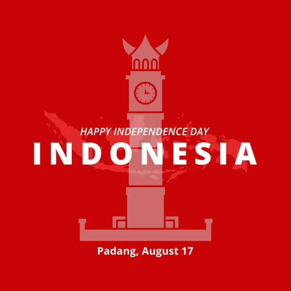 Dzień Niepodległości Indonezja Padang Miasto Maskotka Budynku Ikona Ikona Ilustracja — Wektor stockowy