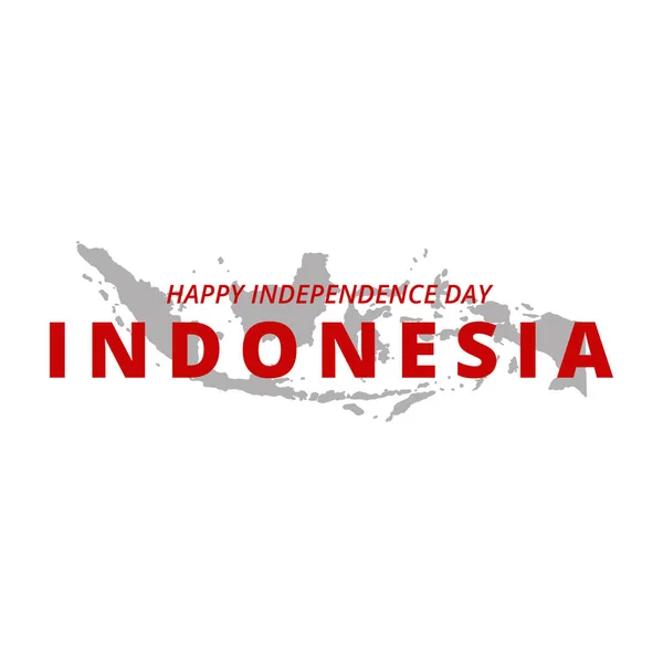 ハッピー インデペンデンス Vector Banner インドネシア地図背景イラストポスターフラットデザインイラスト — ストックベクタ
