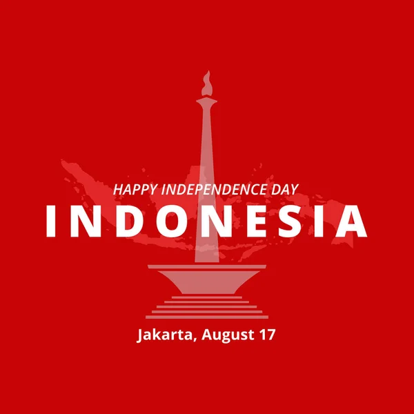 インドネシア独立記念日 ジャカルタマスコットビルランドマークアイコンイラストバナーとポスター — ストックベクタ