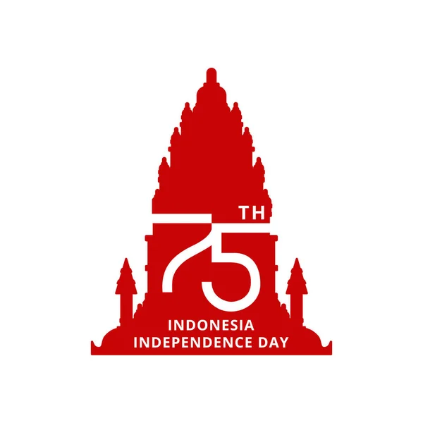 Joyeuse Fête Indépendance Indonésie Temple Prambanan Icône Illustration Vectorielle Contexte — Image vectorielle