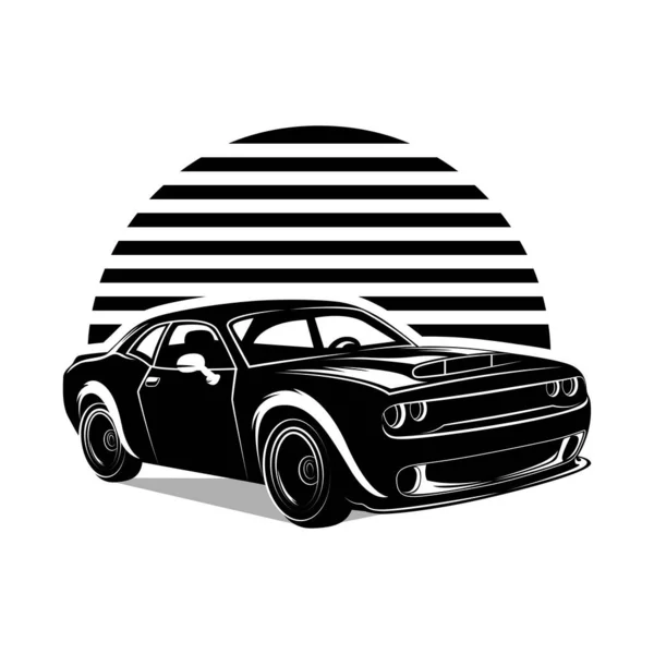 Sportwagen Logo Vintage Retro Car Auto Silhouette Label Symbol Auto Stockvektor