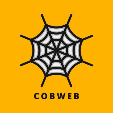 Örümcek Ağı Cadılar Bayramı Simgesi Çizgi Stili. Örümcek Ağı Vektör Logosu Çizimi. Örümcek Ağı Çizgi Film Sembol Logosu