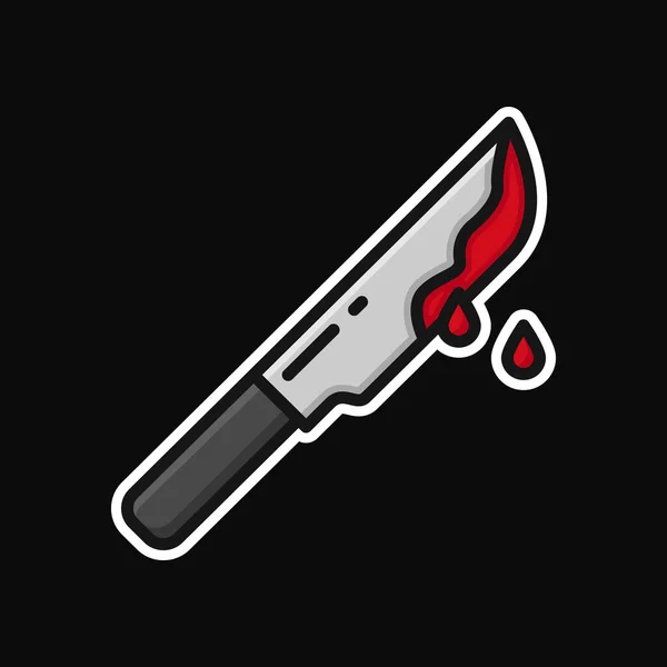 Messer Und Blut Halloween Ikone Gefüllte Linie Stil Blutige Messer — Stockvektor