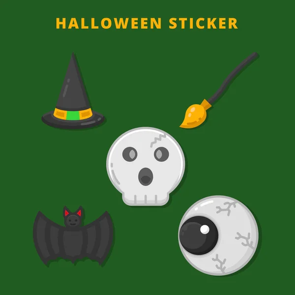 Halloween Caráter Dos Desenhos Animados Etiqueta Magic Hat Halloween Vector — Vetor de Stock