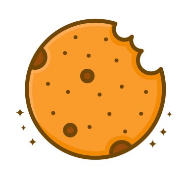 Cookies Food Vector Logo Çizgi Filmi. Tatlı Kek Tatlı Simgesi Dolu Satır Biçimi. Yemek fırını ve kek Sembol İllüstrasyonu