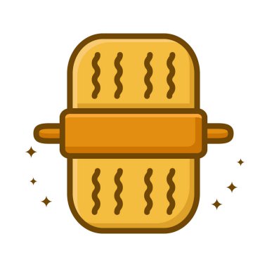 Pişirme Vektörü Logosu. Kitchenware Rolling Pin Simgesi Doldurulmuş Satır Biçimi. Yemek fırını ve kek Sembol İllüstrasyonu
