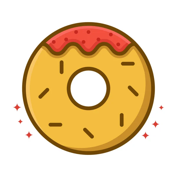 Donut Food Vector Logo Cartoon Doughnut Pastry Dessert Icon Filled — Image vectorielle