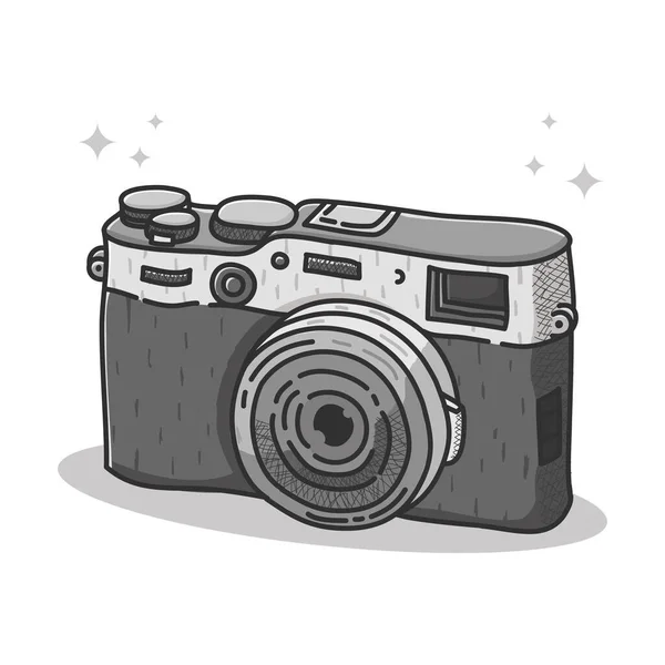 Camera Logo Cartoon Vector Design Photography Logo Hand Drawn Studio — Stock Vector