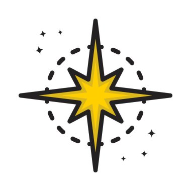 Yıldız Boşluğu Simgesi Çizgi Filmi Çizgi Stili. Kuyrukluyıldız Meteor Astronomi Logo Vektörü İllüstrasyonu. Uzay Elemanı Etiketi