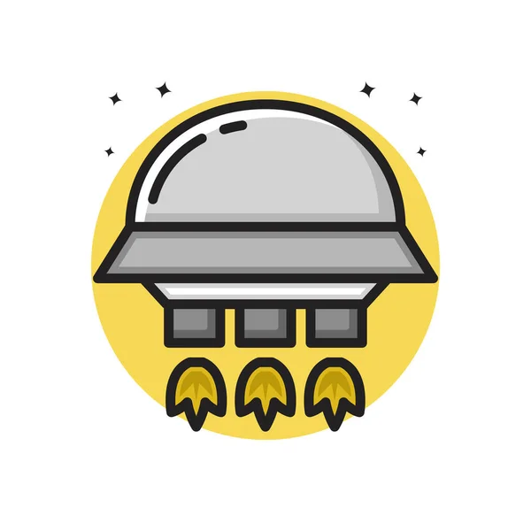 Ufo Space Icon Cartoon Filled Line Style Nave Espacial Astronomía — Vector de stock