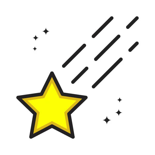 Star Night Ícone Cartoon Preenchido Estilo Linha Estrelas Espaço Antena —  Vetores de Stock