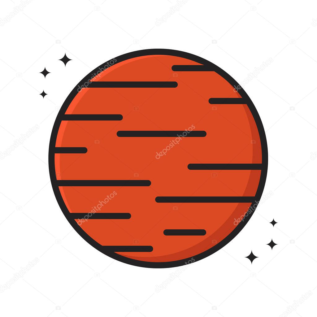 Venus Planet Icon Cartoon Filled Line Style. Space Planet Galaxy Astronomy Logo Vector Illustration. Space Element Icon Sticker