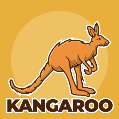 Kanguru Maskot Hayvan Çizgi Filmi. Avustralya Hayvan Kangurusu Vektör Logosu Karakteri. Avustralya 'dan Hayvan Memeli Simgesi